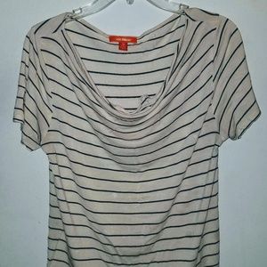 Tan/Beige/Cream Short Sleeve Top w/ Black Stripes